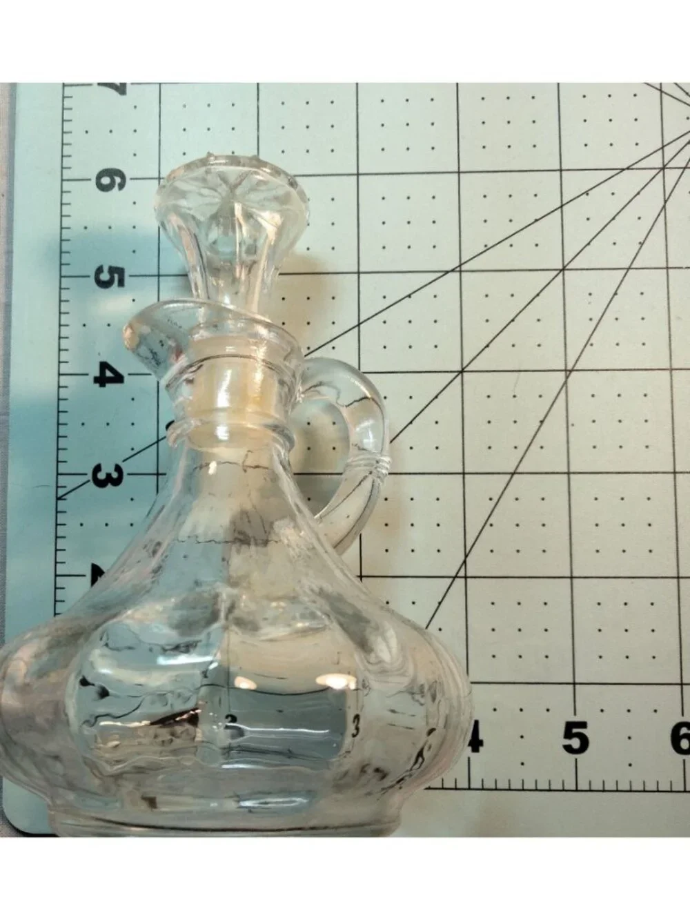 Anchor Hocking Glass Oil Vinegar Cruet Cut Glass Stopper Clear Elegant Farmhouse